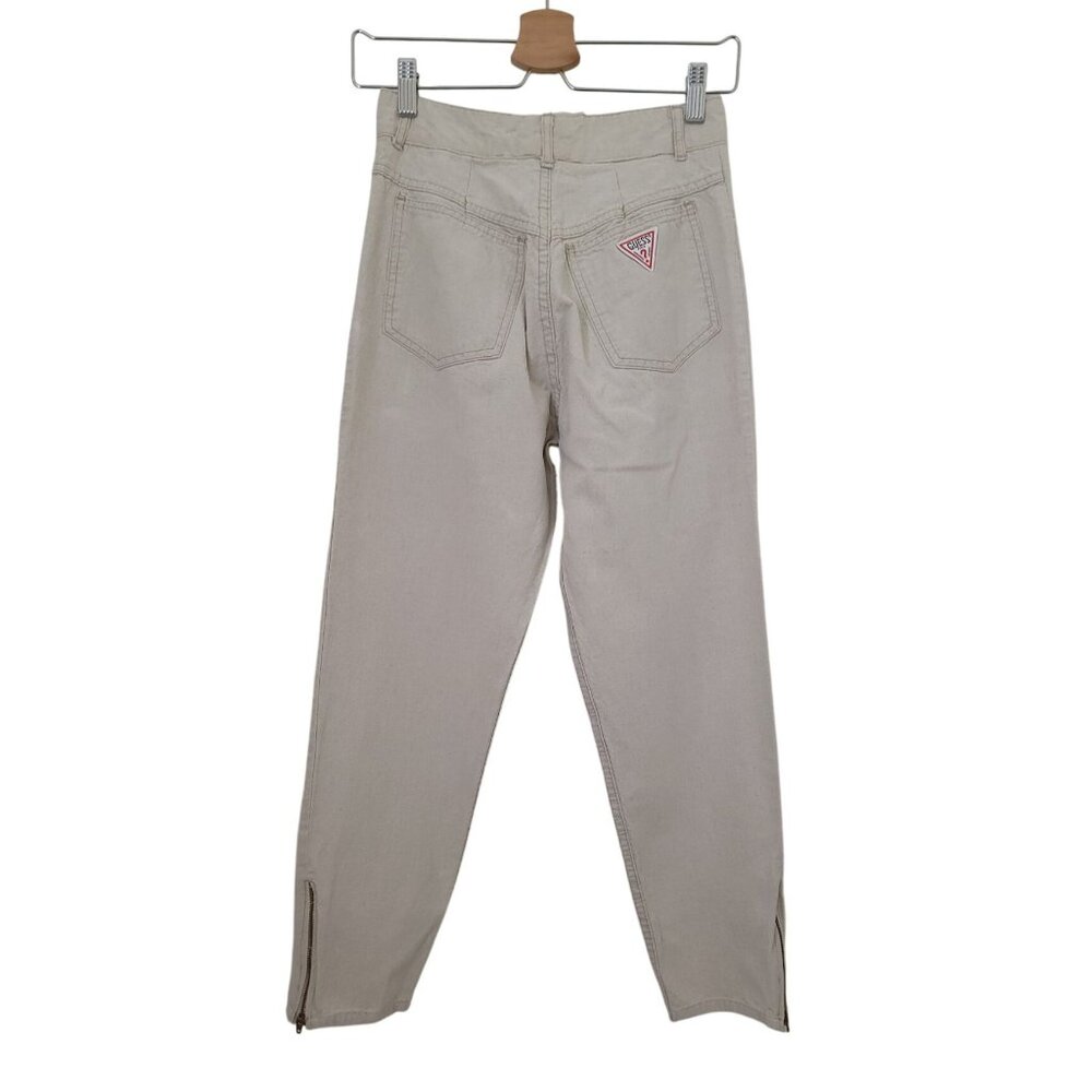 Vintage Guess Georges Marciano Beige High Waisted Jeans w/ Zippered Ankle Sz 29 - Picture 2 of 7